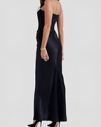 Viviane | Damen trägerloses drapiertes Maxikleid, Abendkleid mit Corset-Oberteil | Nomadnts | White