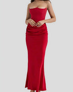 Viviane | Damen trägerloses drapiertes Maxikleid, Abendkleid mit Corset-Oberteil | Nomadnts | Nomadnts