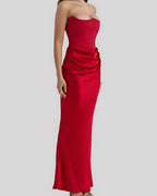Viviane | Damen trägerloses drapiertes Maxikleid, Abendkleid mit Corset-Oberteil | Nomadnts | Nomadnts
