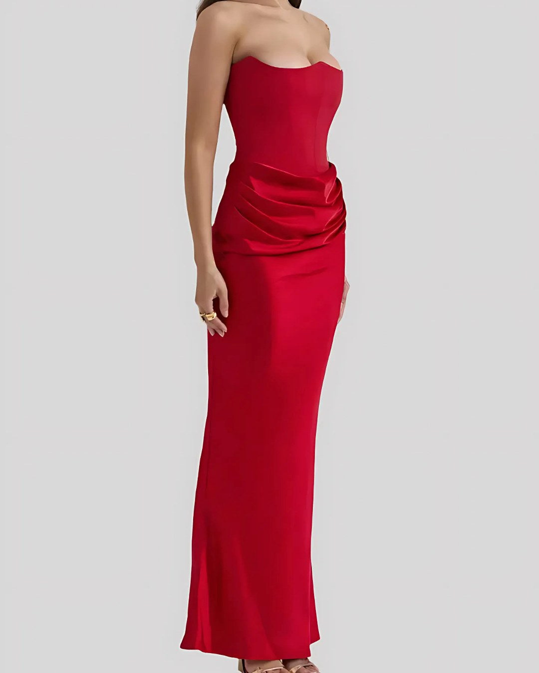 Viviane | Damen trägerloses drapiertes Maxikleid, Abendkleid mit Corset-Oberteil | Nomadnts | Nomadnts