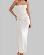 Viviane | Damen trägerloses drapiertes Maxikleid, Abendkleid mit Corset-Oberteil | Nomadnts | Nomadnts