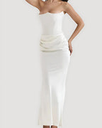 Viviane | Damen trägerloses drapiertes Maxikleid, Abendkleid mit Corset-Oberteil | Nomadnts | Nomadnts
