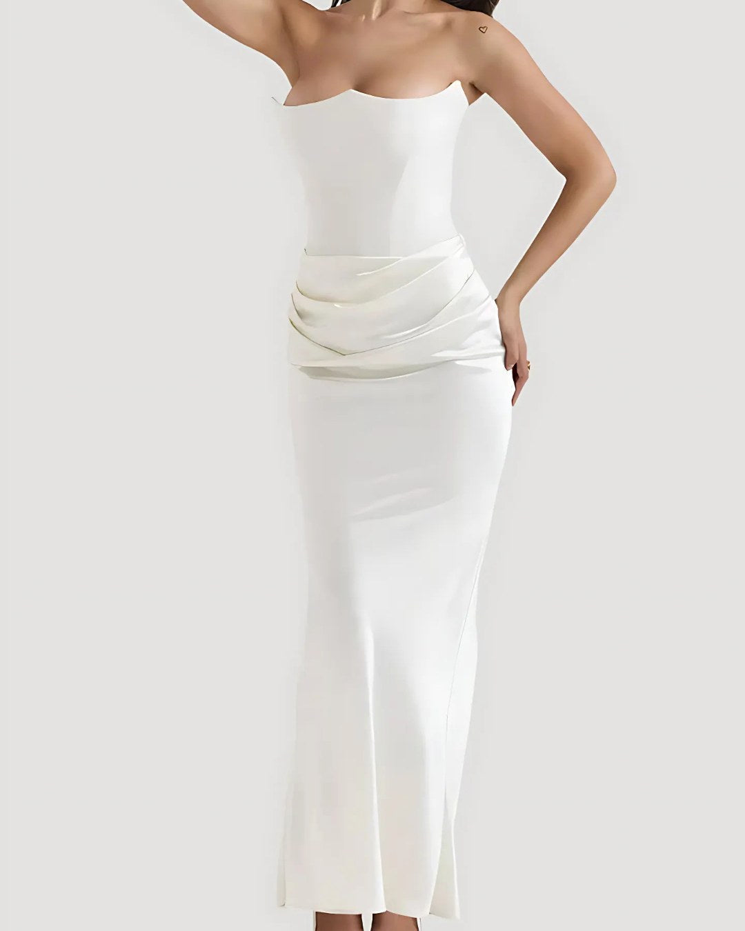 Viviane | Damen trägerloses drapiertes Maxikleid, Abendkleid mit Corset-Oberteil | Nomadnts | Nomadnts