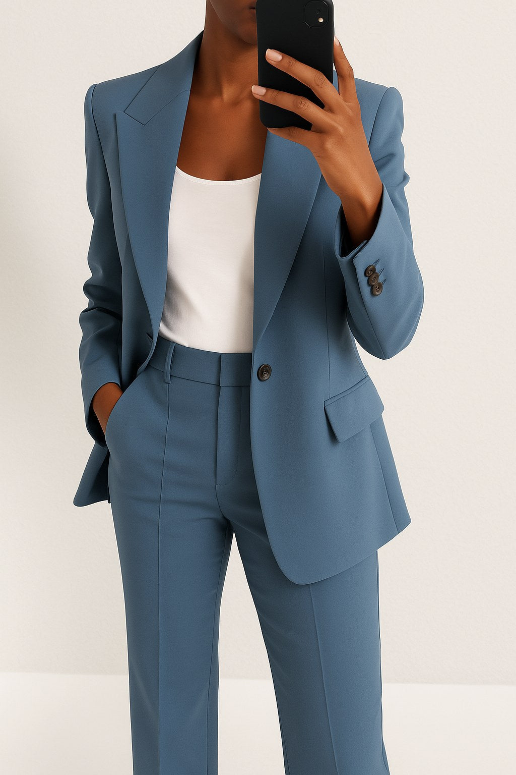 Vivienne | Damen tailliert geschnittenes Blazer- und Hosen-Set | Nomadnts | Blue