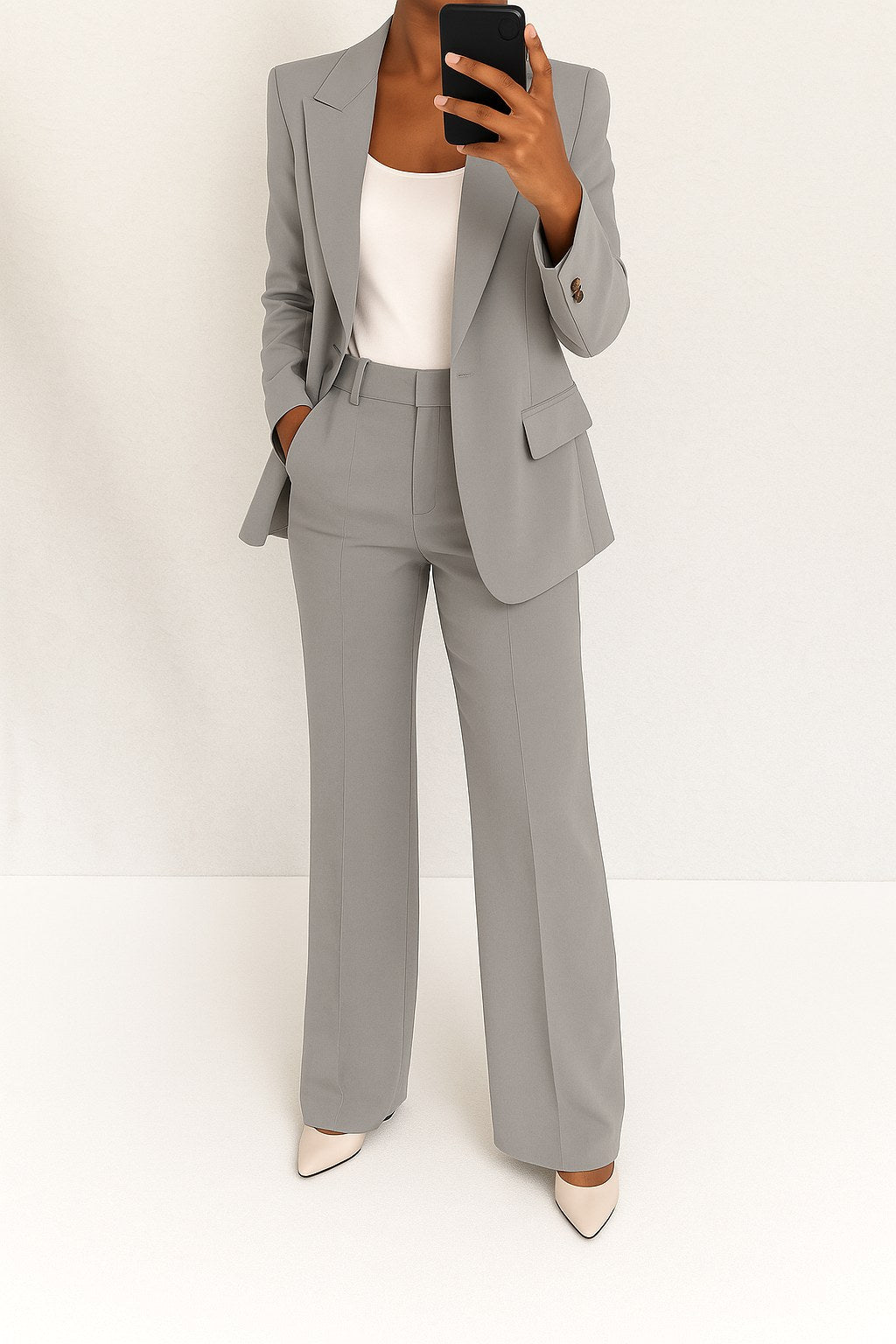 Vivienne | Damen tailliert geschnittenes Blazer- und Hosen-Set | Nomadnts | Beige