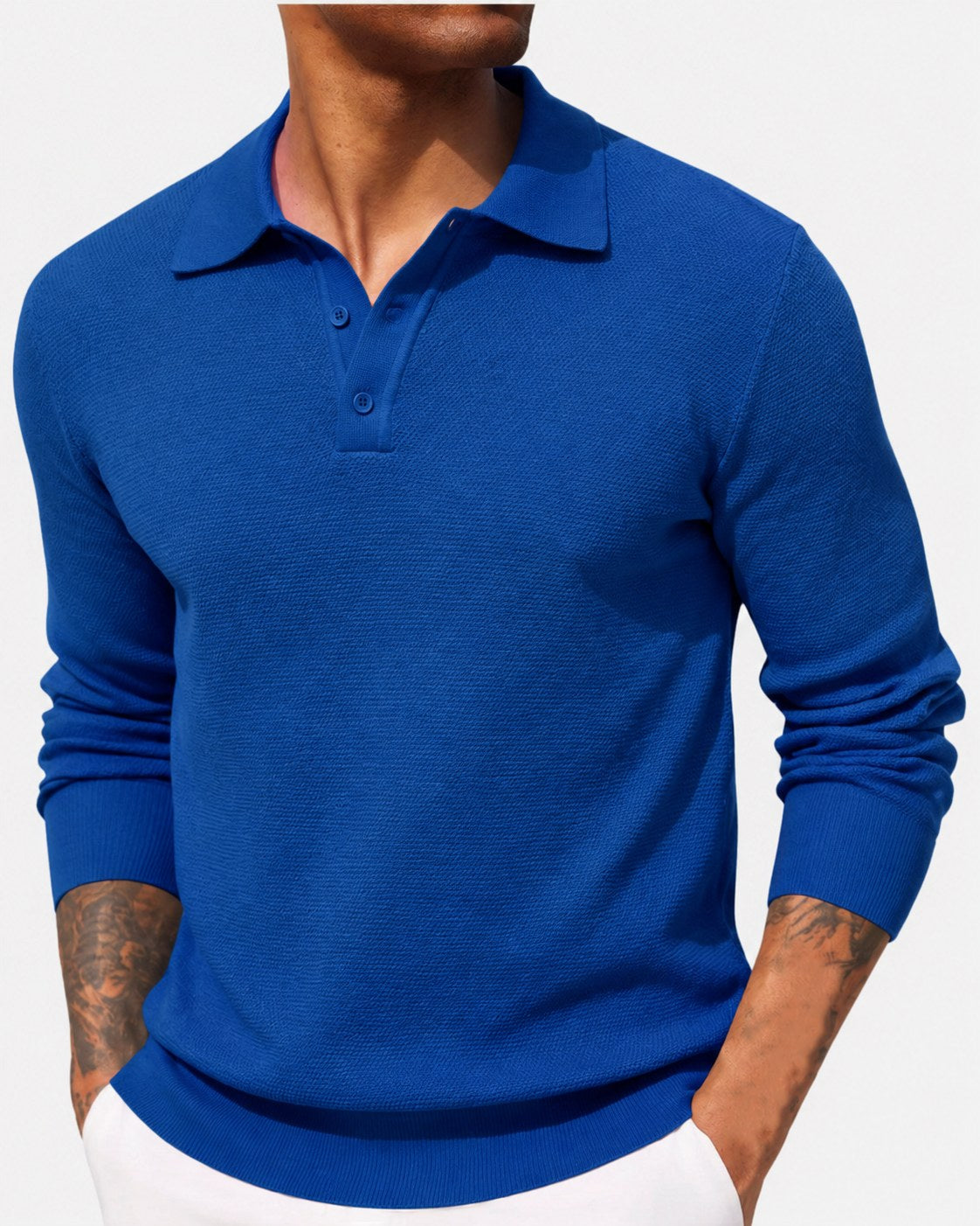 Volker | Herrenpullover mit Polokragen, Eleganter Strickpullover | Nomad NTS | Blue