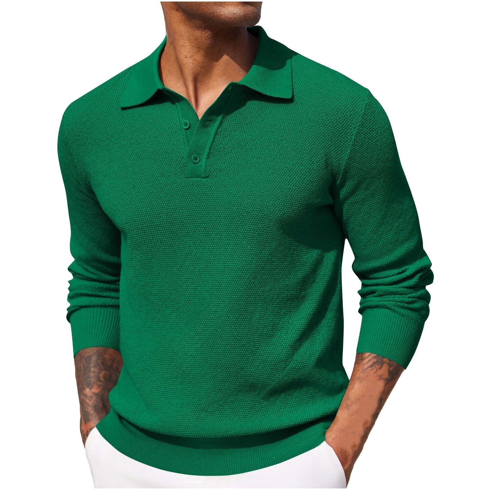 Volker | Herrenpullover mit Polokragen, Eleganter Strickpullover | Nomad NTS | Green