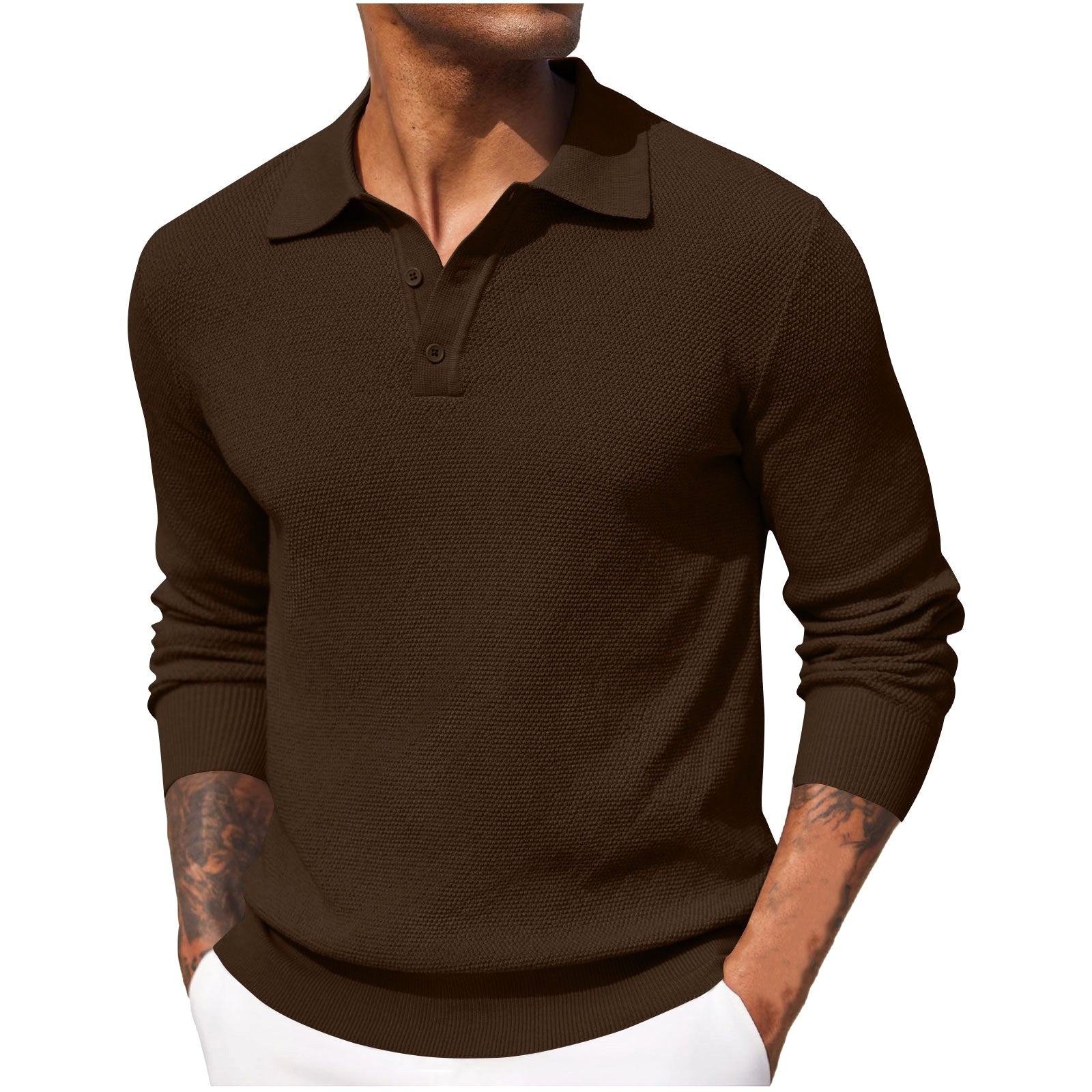 Volker | Herrenpullover mit Polokragen, Eleganter Strickpullover | Nomad NTS | Brown
