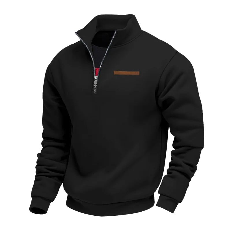 Waldemar | Herrenpullover aus Fleece, Casual Herren-Sweatshirt | Nomad NTS | Zwart