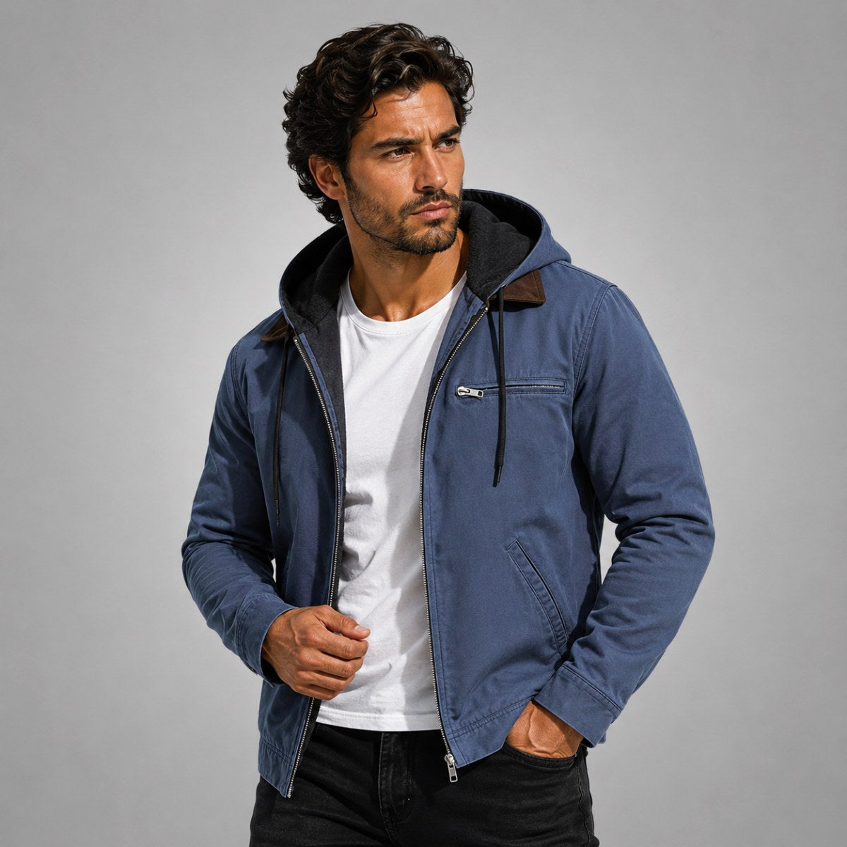 Wesley | Herrenjacke mit Kapuze und Fleece-Futter, warmer Wintermantel | Nomadnts