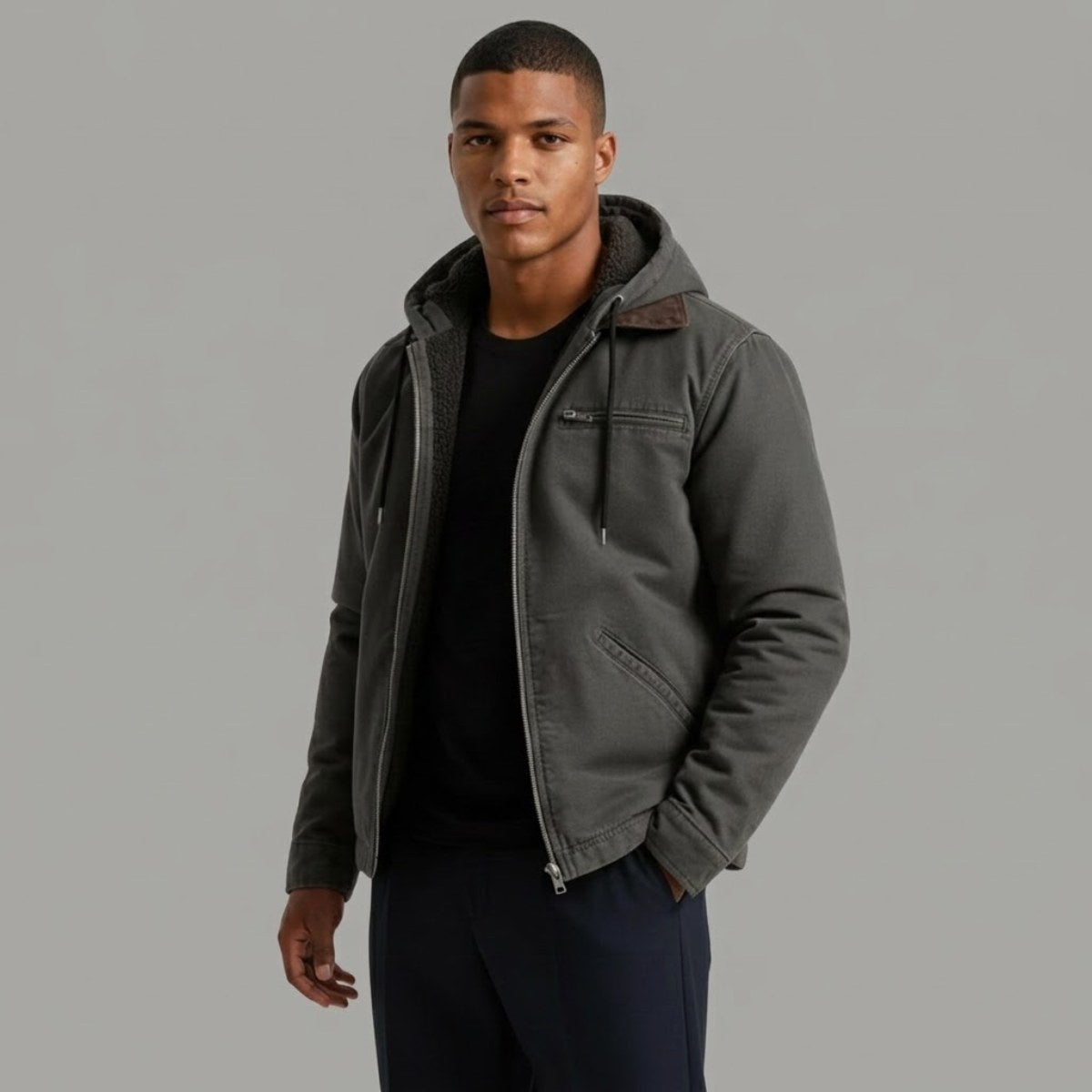 Wesley | Herrenjacke mit Kapuze und Fleece-Futter, warmer Wintermantel | Nomadnts