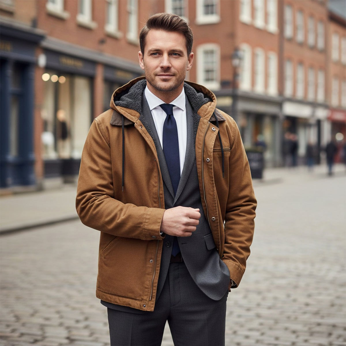 Wesley | Herrenjacke mit Kapuze und Fleece-Futter, warmer Wintermantel | Nomadnts