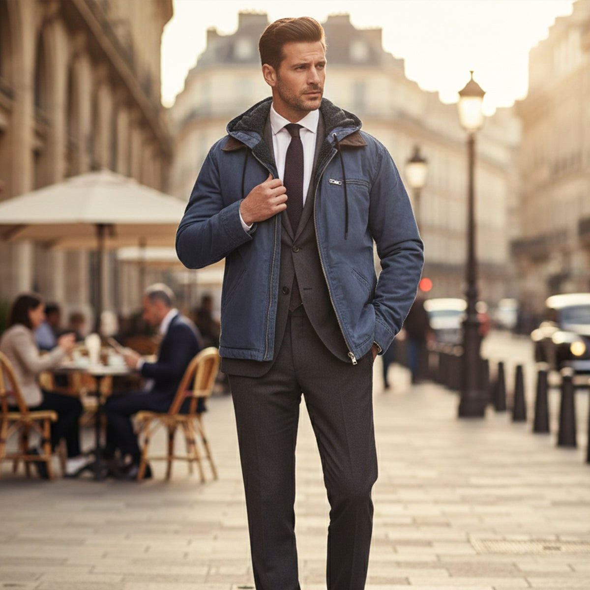 Wesley | Herrenjacke mit Kapuze und Fleece-Futter, warmer Wintermantel | Nomadnts