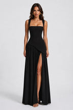Willow | Damen geformtes Maxikleid mit Satin-Gefühl, drapiertes Abendkleid | Nomadnts | Nomadnts