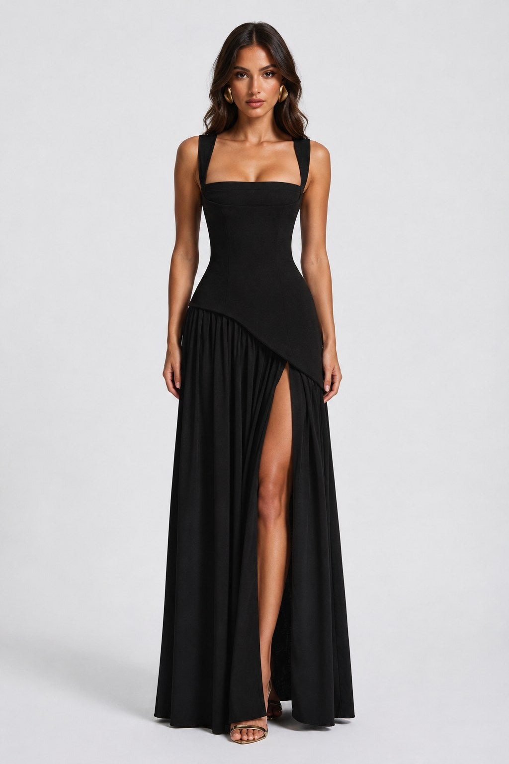 Willow | Damen geformtes Maxikleid mit Satin-Gefühl, drapiertes Abendkleid | Nomadnts | Nomadnts