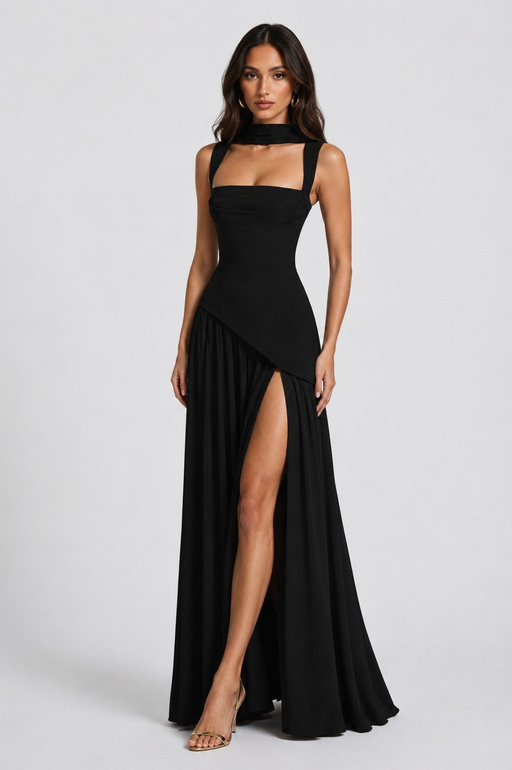 Willow | Damen geformtes Maxikleid mit Satin-Gefühl, drapiertes Abendkleid | Nomadnts | Nomadnts