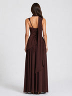 Willow | Damen geformtes Maxikleid mit Satin-Gefühl, drapiertes Abendkleid | Nomadnts | Sage Green