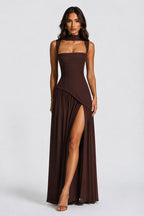 Willow | Damen geformtes Maxikleid mit Satin-Gefühl, drapiertes Abendkleid | Nomadnts | Nomadnts