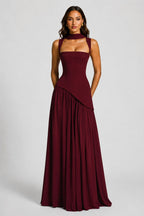 Willow | Damen geformtes Maxikleid mit Satin-Gefühl, drapiertes Abendkleid | Nomadnts | Nomadnts
