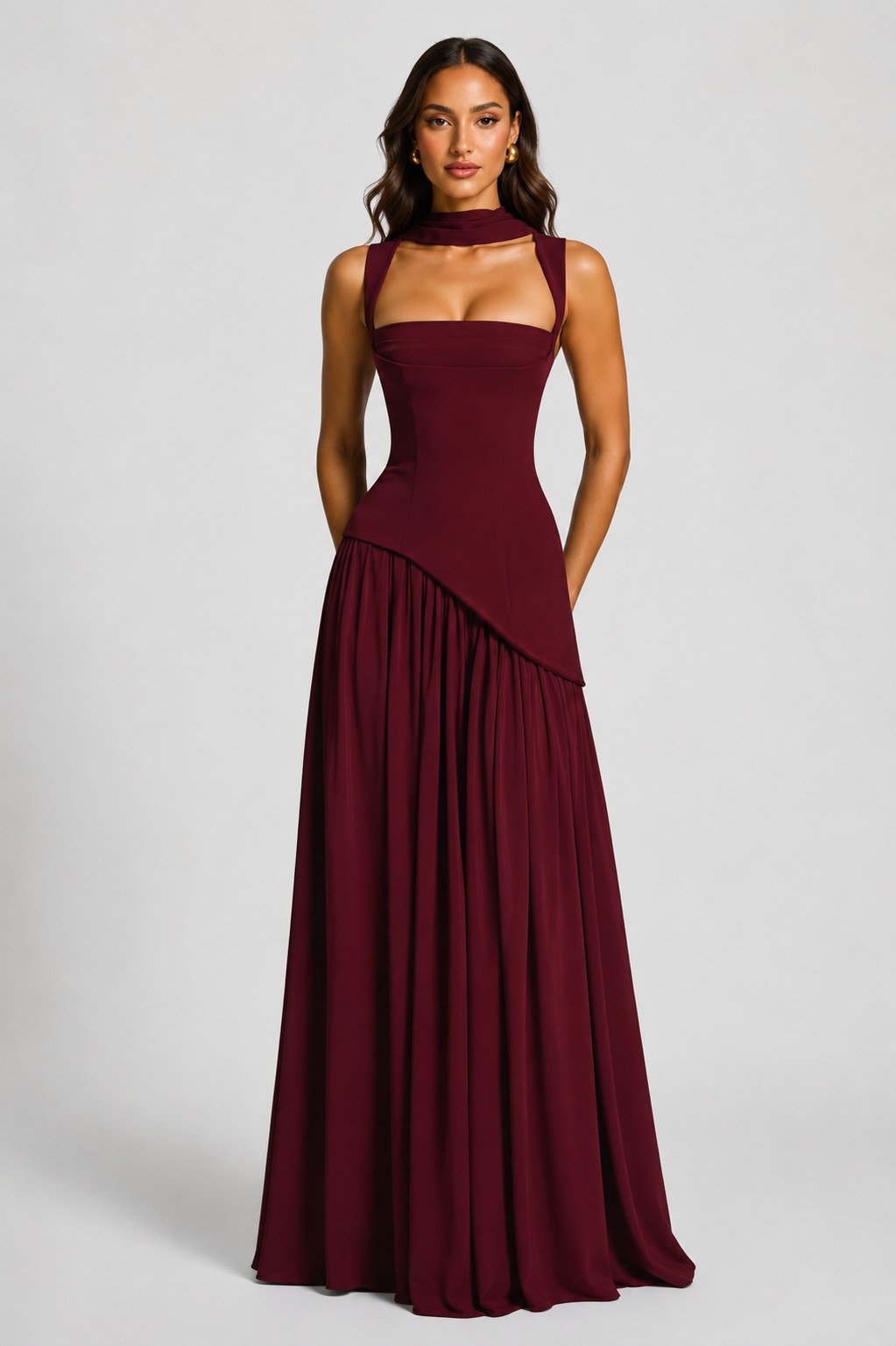 Willow | Damen geformtes Maxikleid mit Satin-Gefühl, drapiertes Abendkleid | Nomadnts | Nomadnts