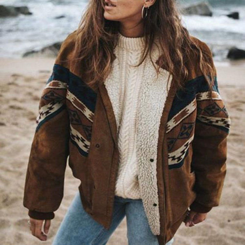 Winifred | Damen plüschiger Wintermantel, Herbstmantel im Retro-Stil | Nomadnts | Brown