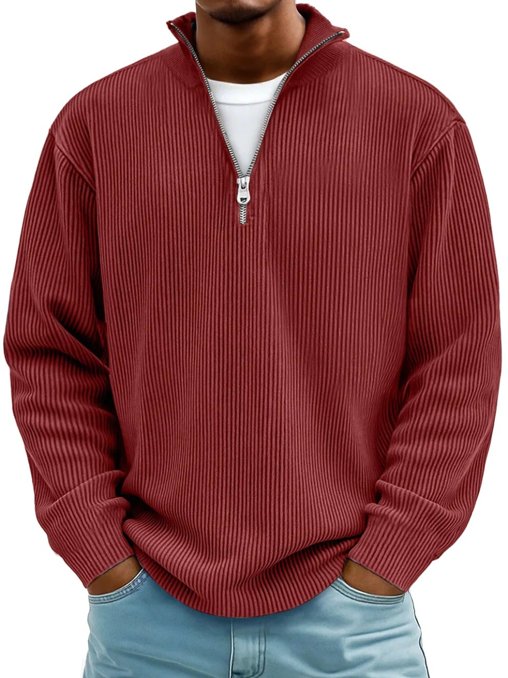 Wolfgang | Herren-Pullover mit Half-Zip-Design, Strukturierter Trendy Pullover | Nomad NTS | Blau