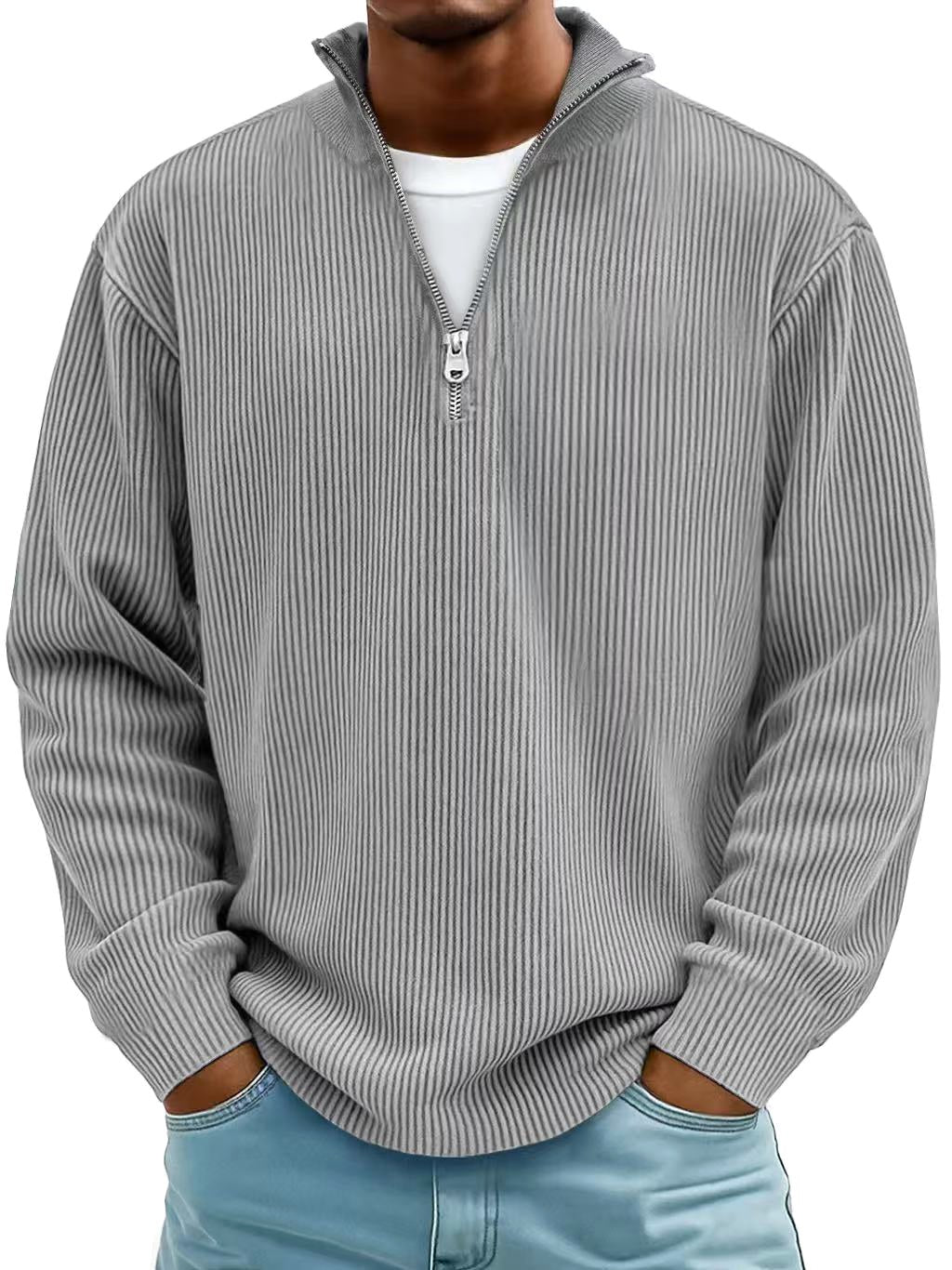 Wolfgang | Herren-Pullover mit Half-Zip-Design, Strukturierter Trendy Pullover | Nomad NTS | Rot