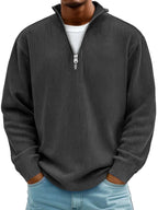 Wolfgang | Herren-Pullover mit Half-Zip-Design, Strukturierter Trendy Pullover | Nomad NTS | Khaki