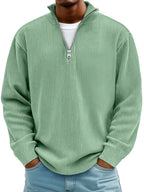 Wolfgang | Herren-Pullover mit Half-Zip-Design, Strukturierter Trendy Pullover | Nomad NTS | Armeegrün
