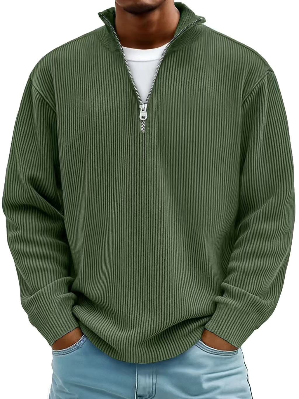 Wolfgang | Herren-Pullover mit Half-Zip-Design, Strukturierter Trendy Pullover | Nomad NTS | Violett