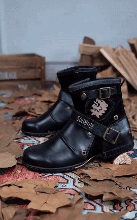 Wolfgang | Herrenstiefel aus Leder im Biker-Stil, klassische Motorrad-Boots | Nomad NTS