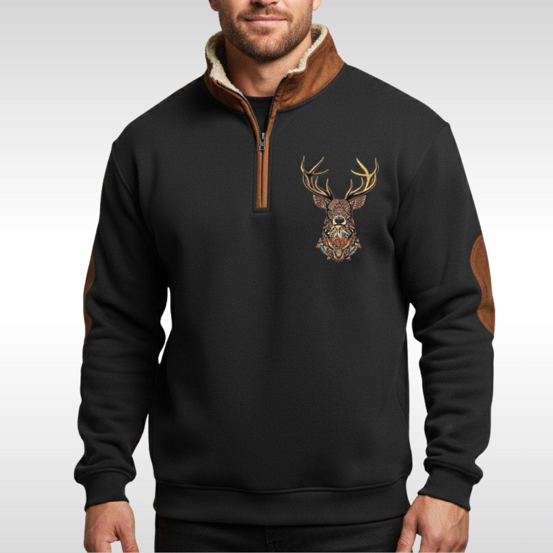 Wolfram | Herren-Sherpa-Pullover mit strukturierter Textur, Warmer Strickpullover | Nomad NTS | Black