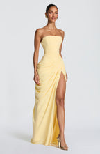 Yvette | Damen trägerloses Maxikleid, Abendkleid mit gerafften Taille | Nomadnts | Nomadnts