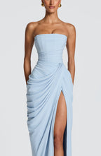 Yvette | Damen trägerloses Maxikleid, Abendkleid mit gerafften Taille | Nomadnts | Nomadnts