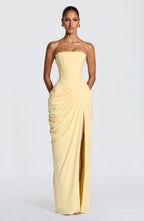 Yvette | Damen trägerloses Maxikleid, Abendkleid mit gerafften Taille | Nomadnts | Nomadnts