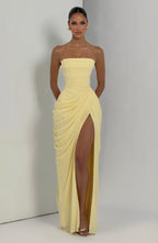 Yvette | Damen trägerloses Maxikleid, Abendkleid mit gerafften Taille | Nomadnts | Nomadnts