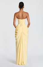 Yvette | Damen trägerloses Maxikleid, Abendkleid mit gerafften Taille | Nomadnts | Nomadnts