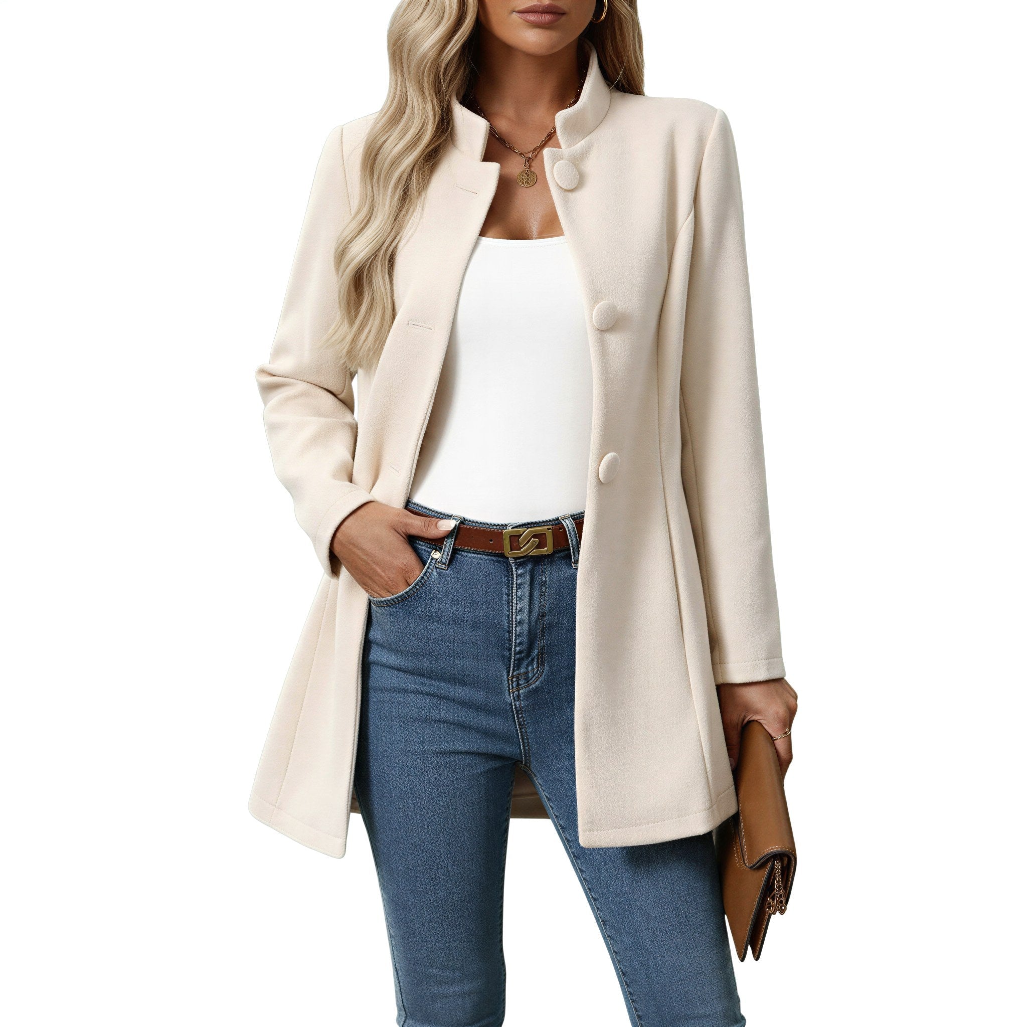 Yvonne | Damen Button-Down A-Linien-Mantel, Herbstmantel mit Stehkragen | Nomadnts | Nomadnts