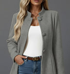 Yvonne | Damen Button-Down A-Linien-Mantel, Herbstmantel mit Stehkragen | Nomadnts | Nomadnts