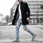 Zachary | Herren schmal geschnittener Übermantel, einreihig tailliert geschnittener Mantel | Nomadnts | Black